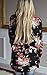 Floral Season Women Casual Floral Print Long Sleeve Kimono Blouse Cardigan Black X-Large