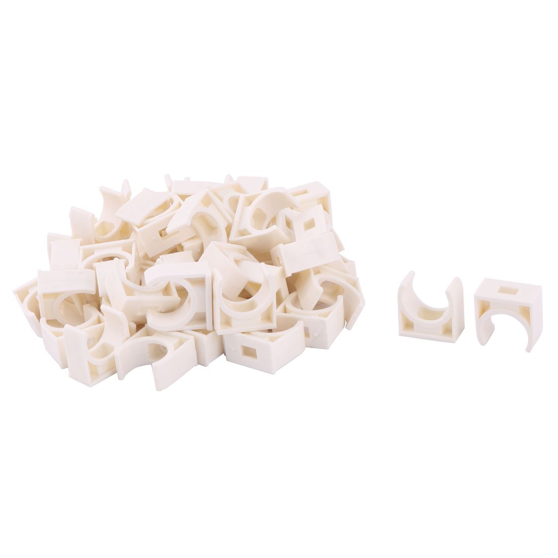 sourcingmap PVC Family U Shaped Water Supply Tube Pipe Holder Stand Clamps 16mm Dia 50 Pcs