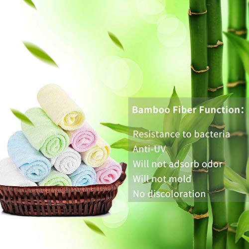 HOPAI Bamboo Washcloths Luxury Bamboo Towel Set 10 Pack for Bathroom-Hotel-Spa-Kitchen Multi-Purpose Fingertip Towels & Face Bamboo Towels 10'' x 10'