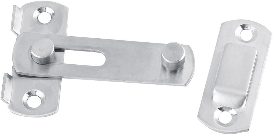 Walfront Stainless Steel Sliding Door Hasp Latch Lock for Window Cabinets Fitting Room Accessories, Silver - Image 5