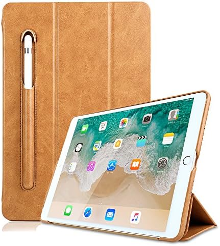 iPad Pro 10.5 Protective Case and Cover,Case with Pencil Stylus Slot Holder, Sammid Portable Ultra Slim PU Leather Case Bag for iPad Pro 10.5 inch - Light Brown