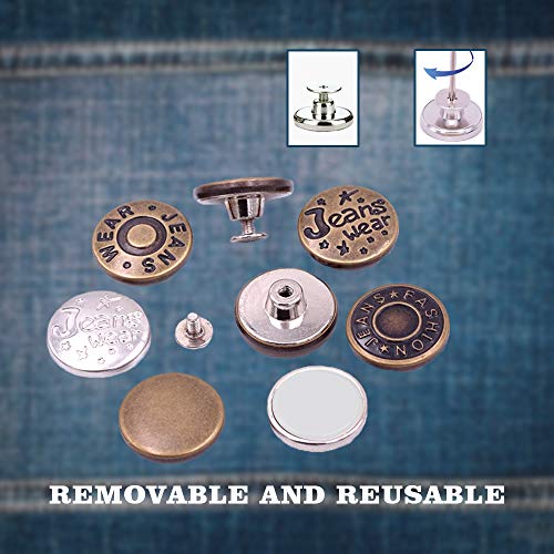 Mixed 24 Sets Replacement Jean Buttons, Combo Copper Tack Buttons