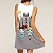 Honghu Women's Summer Casual Sleeveless Cartoon Printed Short Dress X-L White-Grey