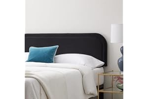 Edenbrook Miller Low Profile, Performance Velvet Headboard for King Size Bed-Black Upholstered King Headboard