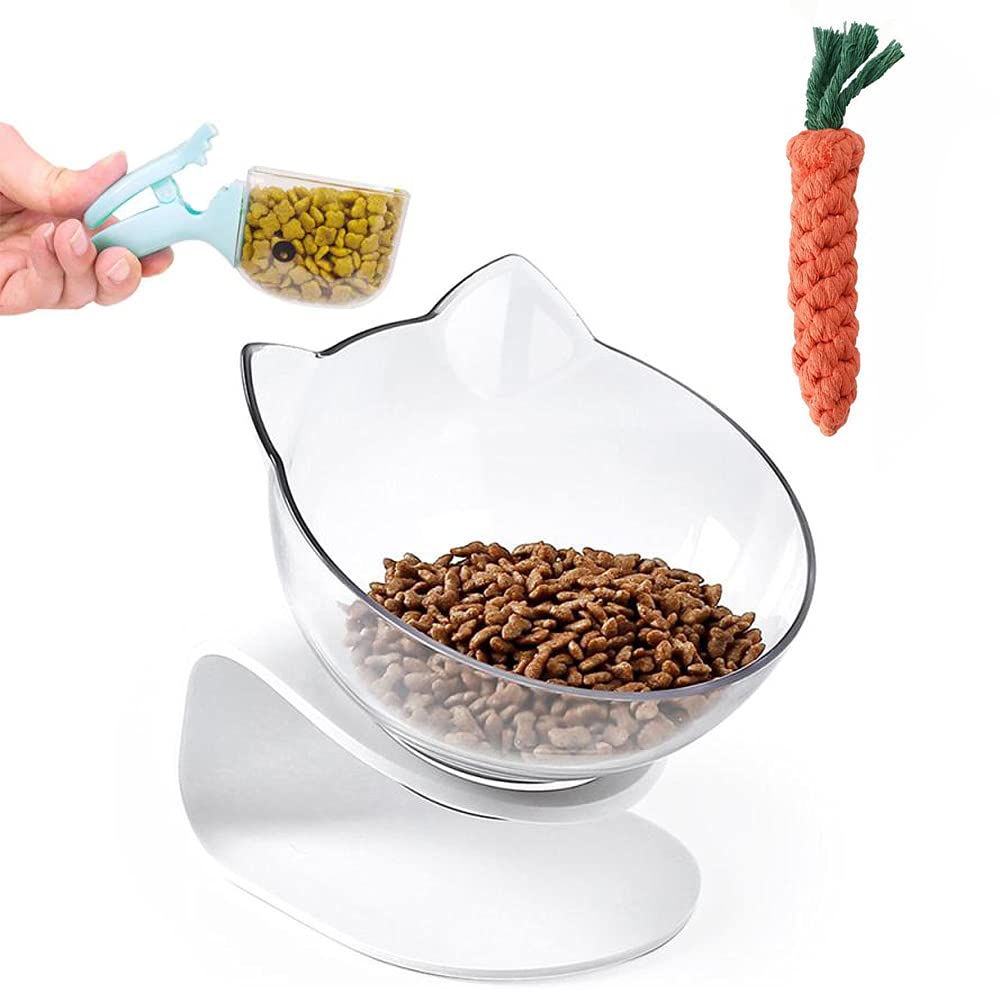 Cat Bowl With Stand 15° Tilted Anti-Slip Cat Bowls For Indoor Cats Protect Pets Cervical Vertebra Detachable