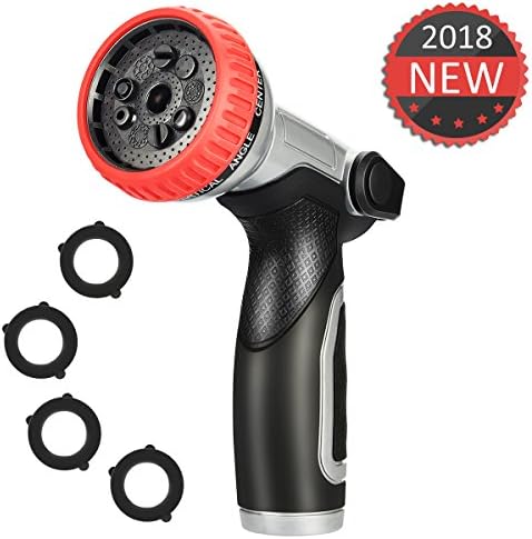 Garden Hose Nozzle Thumb Control Heavy Duty 9 Patterns Metal Watering Spray Nozzle (Metal)