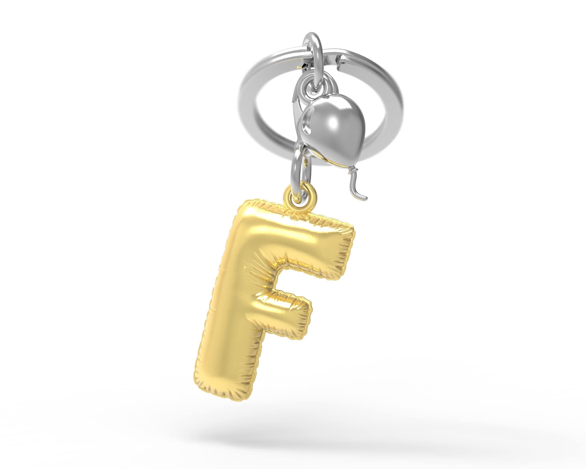 Meta[l]morphose Metalmorphose MTM10F Helium Balloon Keyring Gold Letter F with Silver Balloon Charm