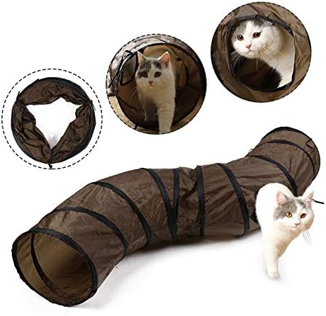 Eono Essentials Pet Cat Tunnel Collapsible S-Shaped Way with Peek-Holes Kitten Play Toy Tube Fun for Kitty Rabbit Puppy Ferret