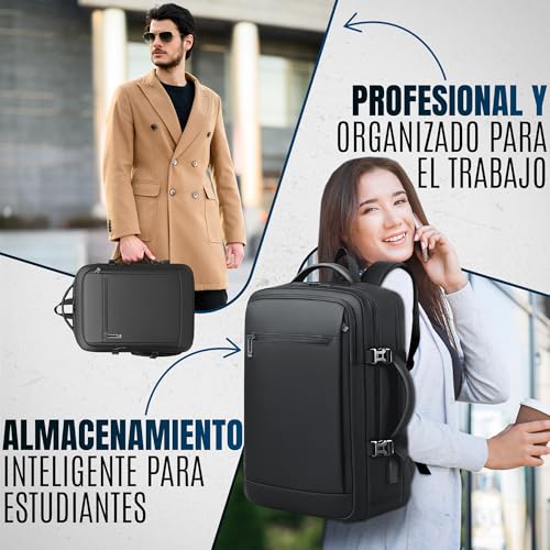 CJSME®️ Waterproof Travel Backpack Cabin Airplane Carry On Luggage with Laptop Compartment + Water Bottle Holder + USB Port / Anti-Theft Travel Suitcase Unisex Multifunction