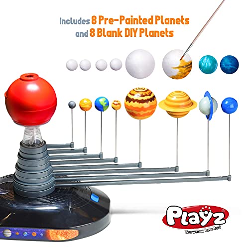 Playz Premium Solar System Model Kit with 4 Speed Motor, HD Projector, 8 Painted