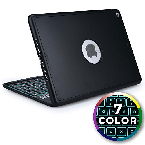 iPad 6 keyboard case, iPad 5 Keyboard case, iPad Air 1 keyboard case [Bluetooth iPad Case with Keyboard] COOPER NOTEKEE F8S Backlit Wireless Keyboard iPad 9.7 Case | LED Backlight, 60HR Battery, Black