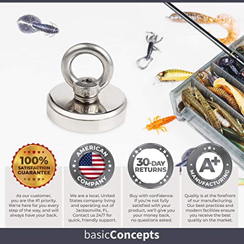 Fishing Magnet (350 lb), Powerful Neodymium Fishing Magnets, Enjoy Magnet Fishing with Durable Salvage Magnet, Earth Magnets, Fishing Magnets with Eyebolt, Super Magnetic