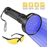UV Flashlight Black Light, FOCUSPET 100 LED Handheld Blacklight With UV Sunglasses, Pet Dog Cat Urine Stain Detector Torch Light, Bed Bugs Scorpion Detector Finder For Home Hotel