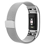 AK Fitbit Charge 2 Bands, Adjustable Milanese Stainless Steel Metal Band Strap with Magnetic Closure Clasp for Fit bit Charge 2 HR Fitness Tracker (Silver, Small)
