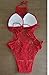 Eternatastic Women Crochet Knit Monokini Swimsuit Lined One-Piece Bikini Swimwear L Red