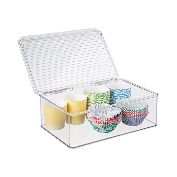 iDesign-63132-Kitchen-Binz-Stackable-Box-1825cm-x-2725cm-x-95cm-Clear iDesign Stackable Storage Box for Kitchen, 18.25cm x 27.25cm x 9.5cm, Clear, 63132