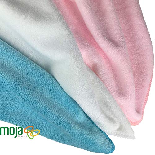 MojaWorks Microfiber Face Cloth Cleaning Heavy Duty Stitching, Dual