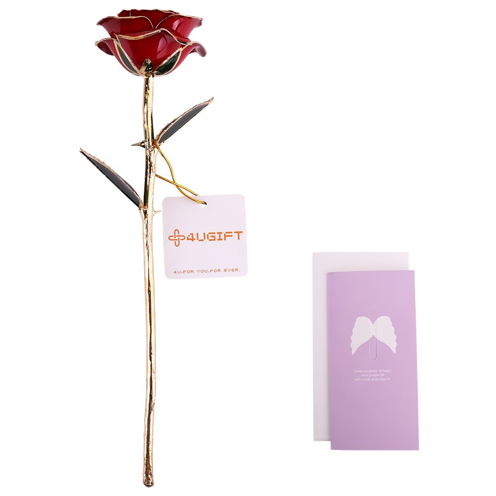 4UTK®Valentine's Day Red Rose, Love Forever, Rose Dipped In 24k Gold
