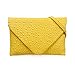 BMC Unique Canary Yellow Faux Leather Envelope Style Studded Square Circle Pattern Fashion Clutch