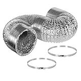 iPower 6 Inch 8 Feet Non-Insulated Flex Air Aluminum Ducting Dryer Vent Hose for HVAC Ventilation, 2 Clamps included