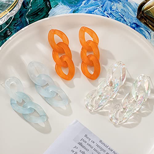 Heytree 3 Pairs Cool Luminous Fruit Jelly Chain Earrings For Women Girls Korean Temperament Personality 2021 Cold Wind Candy Color Chain Geometric Earrings