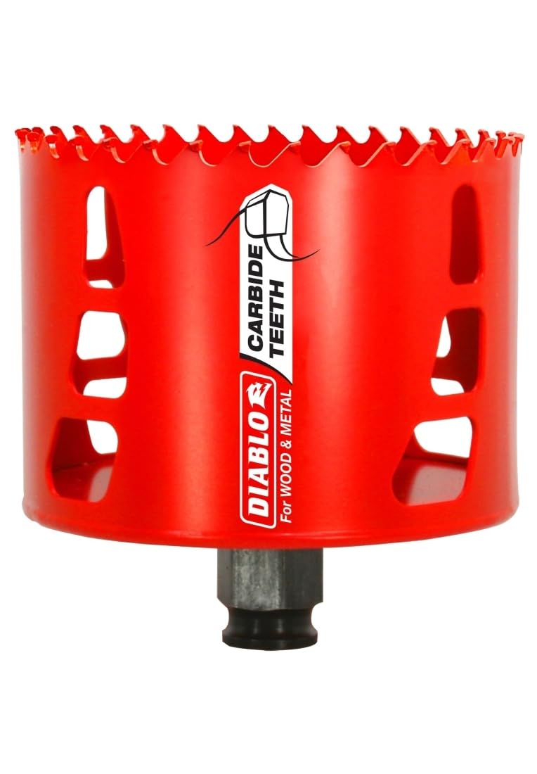 Photo 1 of Diablo Carbide Teeth Hole Saw for Wood and Metal - Fits with Snap - Lock Plus Mandrel System, Tool-Free Plug Ejection - 3-1/2" Diameter, 2-3/8" Length - DHS3500CT