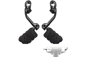 FOVPLUE 1.25" Highway Footpegs,Long Angled Adjustable Highway Pegs w/Mounts for Harley Touring Street Glide Electra Glide Road King Softail CVO Dyna Trike VRSC Sportster w/1-1/4" Engine Guard,Black#2
