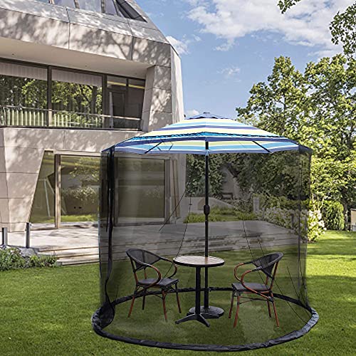 Optimisland Outdoor Sun Umbrella Mosquito Netting for Patio, Zippered