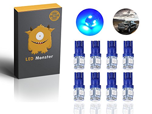 image for LED Monster 8-Pack Blue 5SMD LED Bulbs 194 168 T10 2825 Marker Lights 