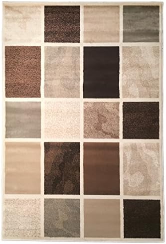 Homeward Collection Soft and Plush Low Pile Area Rug Chess Boxes Design - 5'X7'