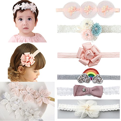 Danmy baby girl super stretchy headband big lace petals…