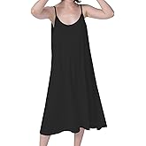 Women's Cotton Nightgown Plus Size Soft Rayon Summer Sleeveless Pajama Dress Knee Length Comfy Sleep Nightie