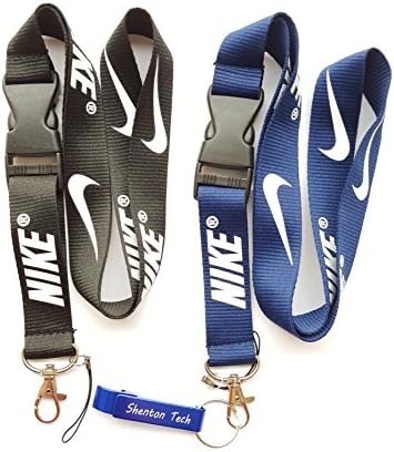 2PCS Nike Key Chain Mobile Phone MP3 Holder Neck Straps Lanyard (2Pcs(Black&Dark Blue))