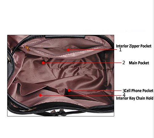 aeoss leather pu black red golden handbag backpack college school travel gym