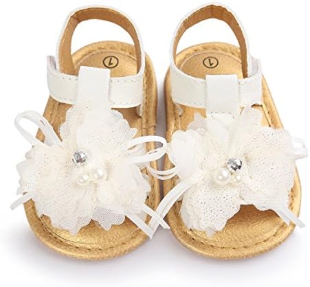 GZYIBU Baby Sandals In The Summer Sandals Princess Soft Sole Non-Slip Shoes (M (Insole 12cm), 1.White)