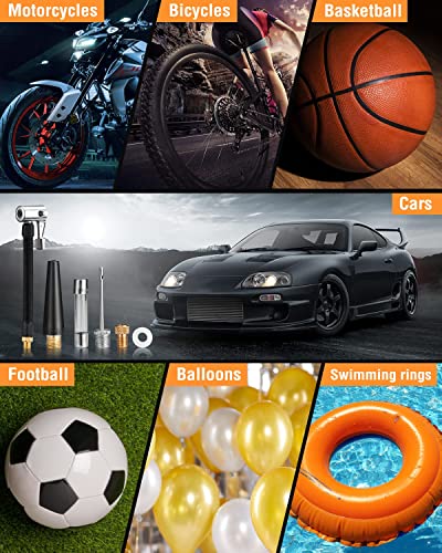 ROCGORLD R7 Digital Air Pump for Car Tires, 12V DC Tire Inflator Portable Air Compressor with Emergency LED Light, Max 150 PSI Auto Shut Off Air Compressor Portable for Car, Motorcycle, Bicycle, etc.