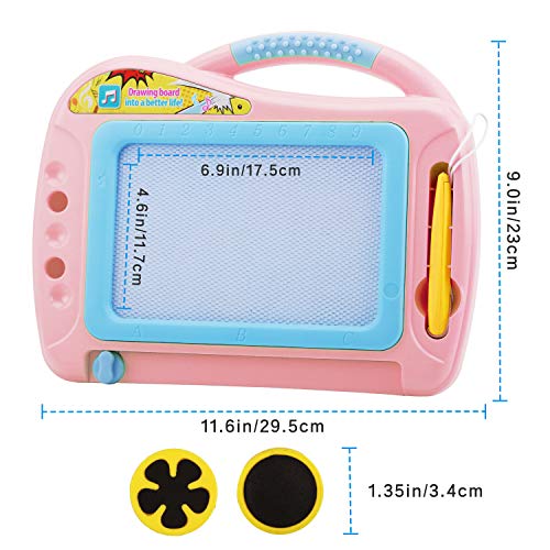 Magnetic Doodle Board with Enclosed Back Panel for Toddlers, Travel Size Magnetic Thicken Drawing Writing Tablet-Erasable Mini Sketching Pad Creative Toys with 2 Stamps for Kids Birthday Gifts - Thumbnail 3