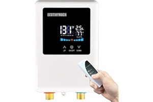 ECOTINYMACH Tankless Water Heater Electric 110V, 5000W Instant Water Heater Under Sink, Conversion Between Fahrenheit and Celsius, Remote Control