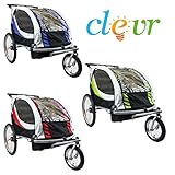 Clevr 2-in-1 Collapsible 2-Seater Baby Stroller Jogger/Bicycle Trailer W Pivot Wheel