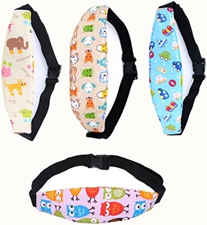 AHCUTE 4 Pack Baby Head Support Belt - Adjustable and Elastic Pram Stroller Sleeping Strap Seats Safety and Protection for Toddlers and Adults
