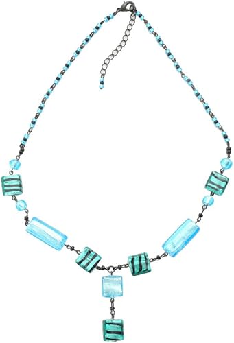 Amazon チェコガラス ネックレス レディース ブルー 青 アンティーク 北欧 モダン ファッション ネックレス 通販