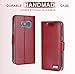 FYY [Genuine Leather Wallet Case for Samsung Galaxy S8 2017, Handmade Flip Folio Wallet Case with Kickstand Card Slots Magnetic Closure for Samsung Galaxy S8 2017 Wine Red