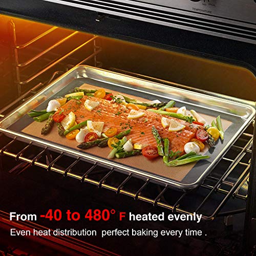 Silicone Baking Mats-Non Stick Cookie Sheet Macaron Mat Liner for Bake Pans & Rolling,Perfect Bakeware For Bread Making Pastry Cake Brioche Pizza-Thick/Large/BPA Free(2 Half Sheets &1 Quarter Sheet)