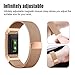 UMTELE for Fitbit Charge 2 Band, Milanese Loop Stainless Steel Metal Bracelet Strap with Unique Magnet Lock, No Buckle Needed for Fitbit Charge 2 HR Fitness Tracker Rose Gold Small