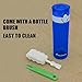 CLEARANCE-21 OZ Newest Design Sports Water Bottle Plastic Exceptional Durability Tritan Leak Proof Flip Top Double Locking Lid Handle for School Running Gym Yoga with Cleaning Brush - Blue