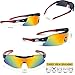 RIVBOS Polarized Sports Sunglasses Mens Womens Glasses with 5 Interchangeable Lens for Cycling Running Baseball RB0839 (839-Black&Red PC)