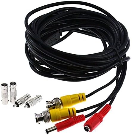 5M(16Ft)BNC DC Extension Cable,Pre-made All-in-One Video Power Full-Copper Wire Cord Prefect for CCTV Surveillance DVR Camera Monitoring System,4PCS BNC Connector,Length More Choices-Black