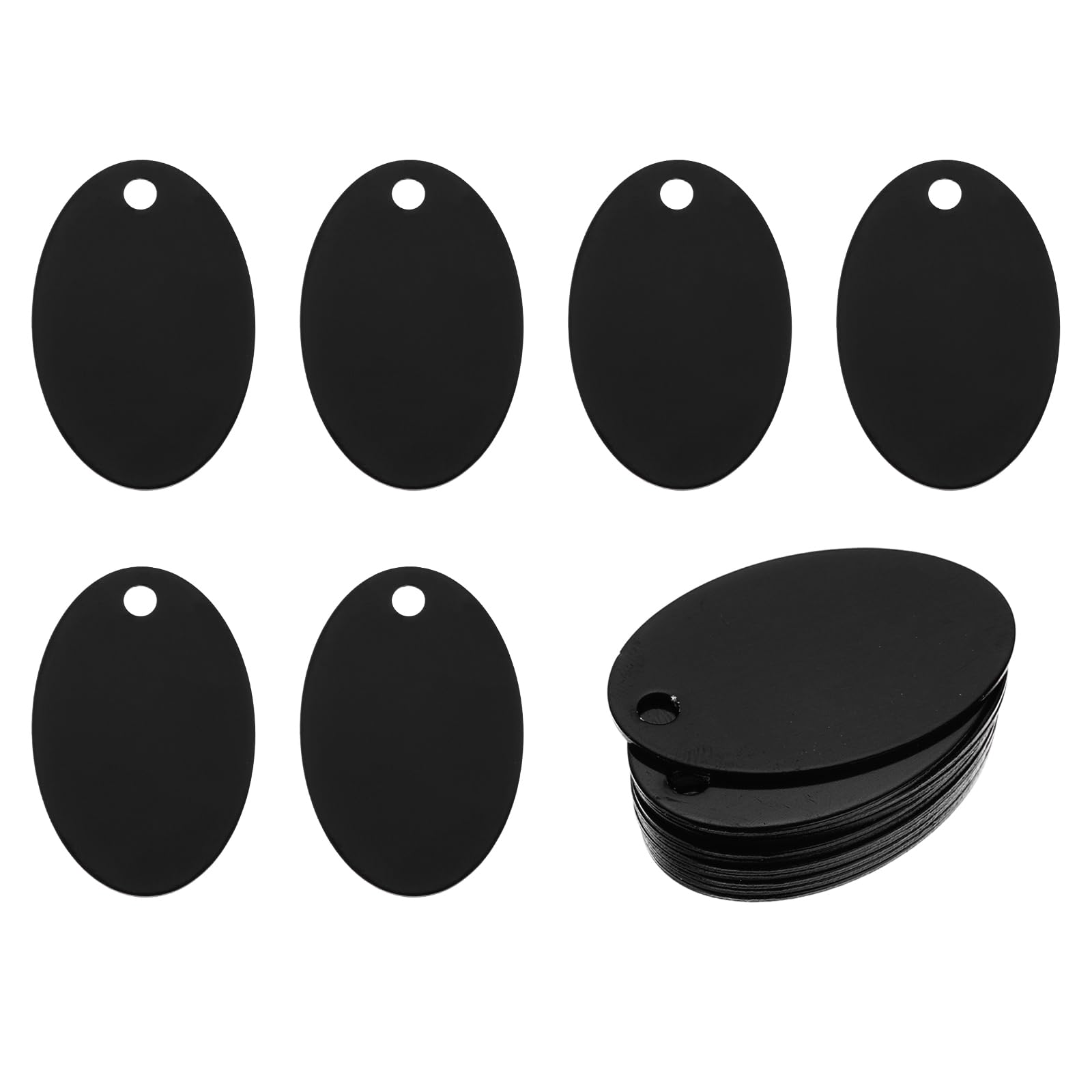 Rebower Aluminum Blank Tags Engraving Metal Stamping Blanks,[for Number Tag, Dog Tag,Pendant Decoration] - 1.5 x 1 Inch/Black / 25 Pcs