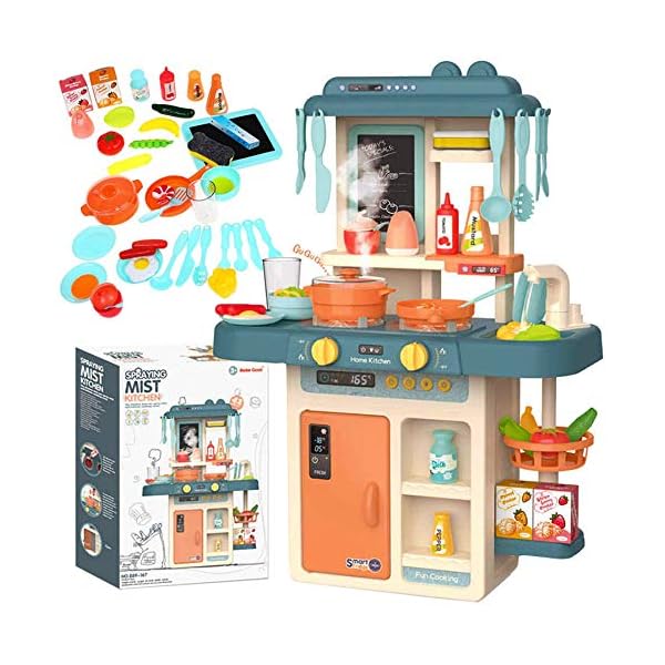 Kinderplay Kinderküche Spielküche Spielzeugküche Küchenset - Licht, Wasser, Dampf, Ton, 65 Küchenzubehör, Die Höhe…
