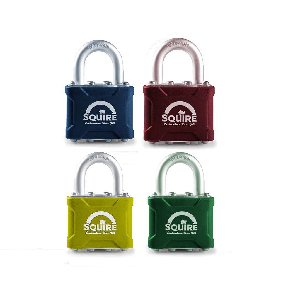 Squire Medium Duty Padlock (35 CLR Red) - Toughest Open Shackle Coloured Padlock - Covered Laminated Steel for Corrosion Resistance - Weatherproof Lock for Home, School & Shed (Red, 44 mm)